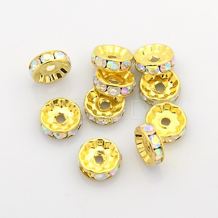 Brass Rhinestone Spacer Beads RB-A014-Z10mm-28G-1