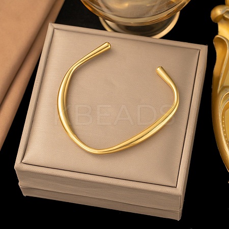 304 Stainless Steel C-Shaped Cuff Bangles for Women BJEW-G759-02G-1