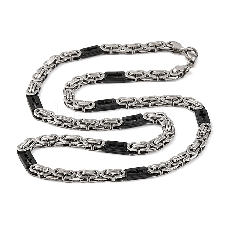 201 Stainless Steel Cross Byzantine Chain Necklace NJEW-F222-38EBP-07-1