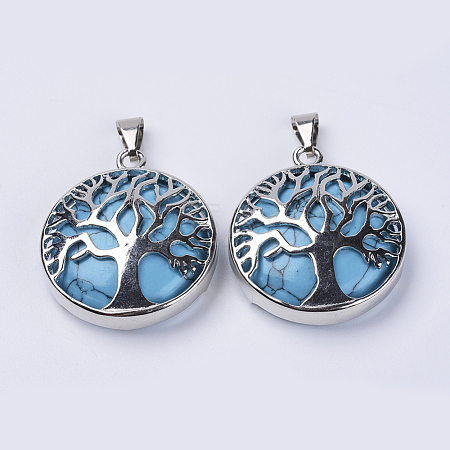 Dyed Synthetic Turquoise Pendants G-P350-D02-1