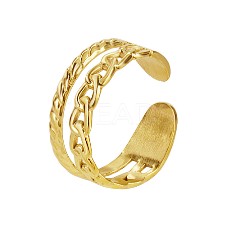 304 Stainless Steel Hollow Chain Cuff Rings AF3272-1-1
