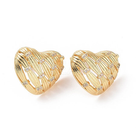 Cubic Zirconia Heart Stud Earrings EJEW-C008-21G-01-1
