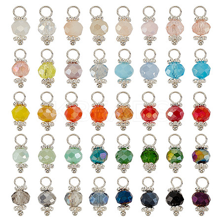 180Pcs 9 Colors Electroplate Glass Pendants PALLOY-GO00004-1