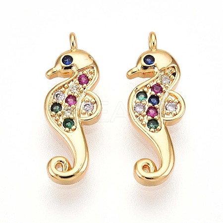 Brass Micro Pave Cubic Zirconia Pendants X1-KK-N261-16G-1