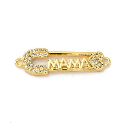 Rack Plating Brass Micro Pave Clear Cubic Zirconia Connector Charms KK-K377-32G-1