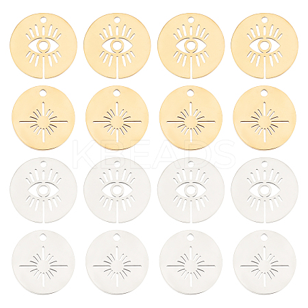 16Pcs 2 Style 201 Stainless Steel Pendants STAS-DC0002-92-1