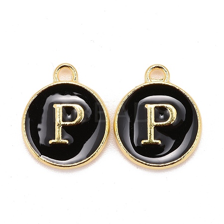 Golden Plated Alloy Charms LS-ENAM-S118-02P-1