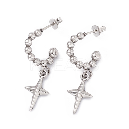 Tarnish Resistant 304 Stainless Steel Ring with Star Dangle Stud Earrings LS-EJEW-B018-03P-1