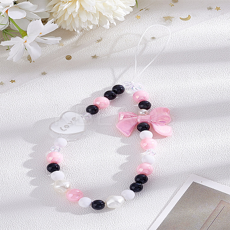1Pc Valentine's Day Acrylic Beaded Mobile Straps for Women AJEW-LP0004-50-1