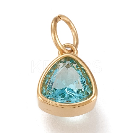PVD Vacuum Plating 304 Stainless Steel Cubic Zirconia Pendant ZIRC-P080-A03-1