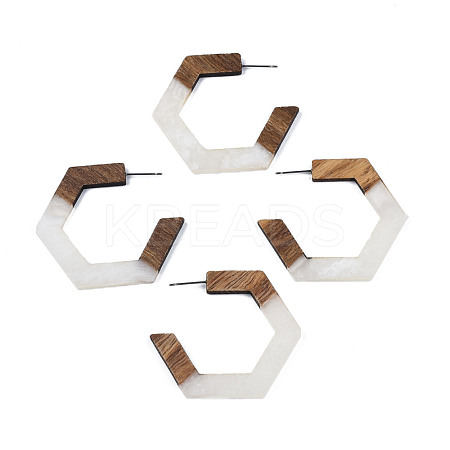 Hexagon Half Hoop Earrings for Women EJEW-N017-006C-1