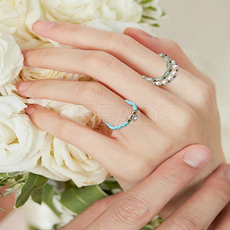 3Pcs Acrylic & Plastic Pearl Finger Rings Set RJEW-LP0003-59A-1