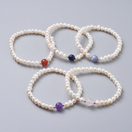 Stretch Grade A Natural Freshwater Pearl Bracelets BJEW-JB04623-1