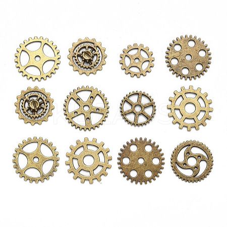 Metal Alloy Steampunk Gear Charms Connectors Cog Pendants TIBEP-X0021-01AB-FF-1