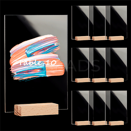 Transparent Acrylic Place Card & Wood Card Holder Set AJEW-WH0342-23-1