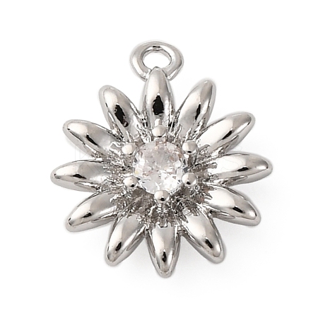 Brass Pave Clear Cubic Zirconia Charms LS-KK-V016-18P-1