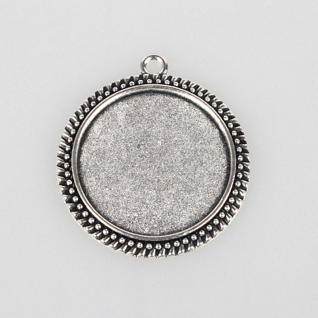 Tibetan Style Alloy Pendant Cabochon Settings TIBEP-N003-59AS-1