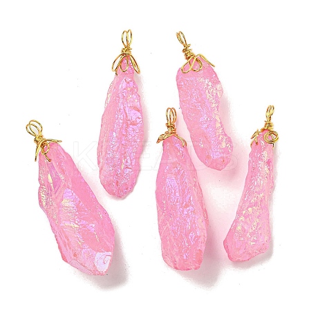 Electroplated Raw Rough Natural Quartz Crystal Big Pendants G-A229-02G-05-1