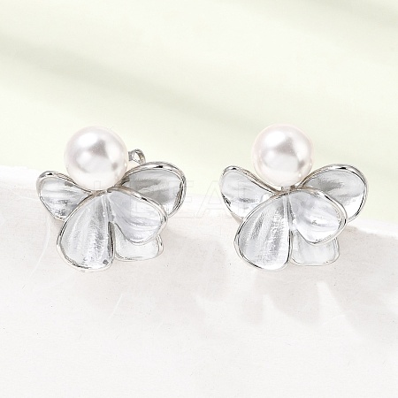 Brass Enamel Stud Earrings KK-CBAB173-02C-P-1