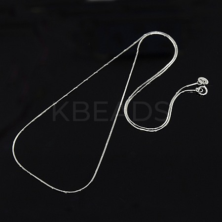 Anti-Tarnish Trendy Unisex Rhodium Plated 925 Sterling Silver Snake Chain Necklaces STER-M034-A-09-1