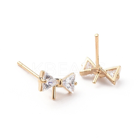 Brass Cubic Zirconia Stud Earring Findings X-KK-S350-051G-1