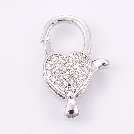 Brass Micro Pave Cubic Zirconia Lobster Claw Clasps LS-ZIRC-E149-34P-1