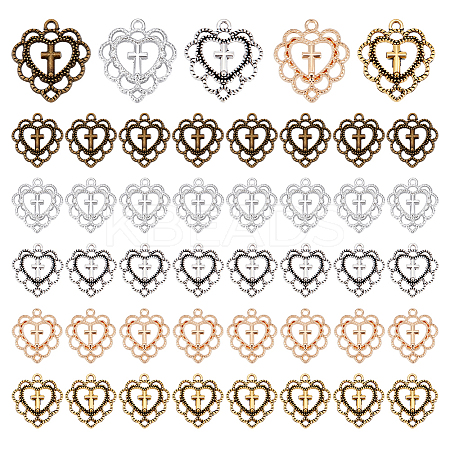 100Pcs 5 Colors Tibetan Style Alloy Pendants FIND-PH0023-07-1