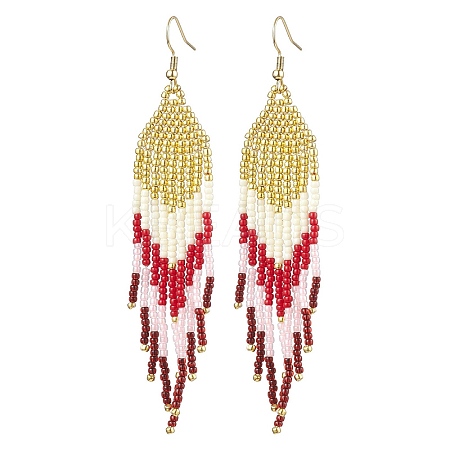 Bohemian Style TOHO Round Seed Tassel Dangle Earrings EJEW-MZ00153-1