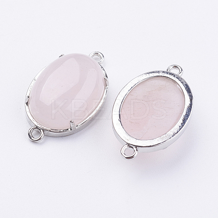 Brass Natural Rose Quartz Links connectors LS-G-E398-04R-1
