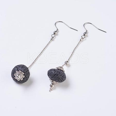 Lava Rock Dangle Earrings EJEW-P125-I04-1