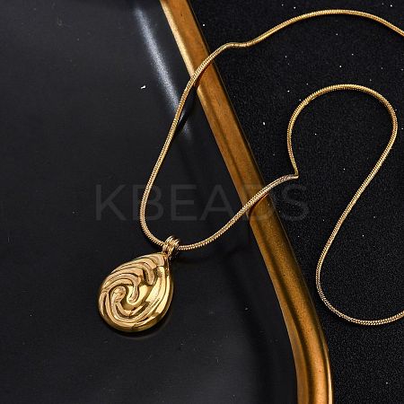 304 Stainless Steel Teardrop Pendant Snake Chain Necklaces NJEW-U026-09G-1