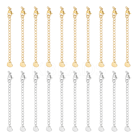 20Pcs 2 Colors 304 Stainless Steel Curb Chain Extender STAS-UN0060-86-1