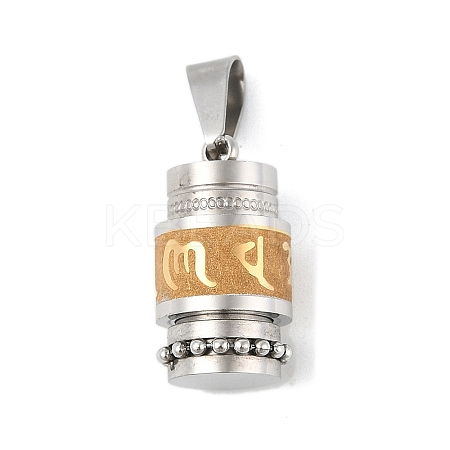 Buddhist Healing Prayer Wheel 304 Stainless Steel Pendants STAS-F168-67A-PG-1