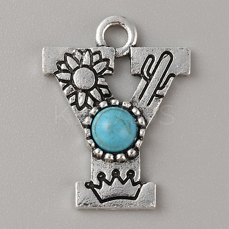 Alloy with Resin Imitation Synthetic Turquoise Pendants FIND-TAC0017-37Y-1