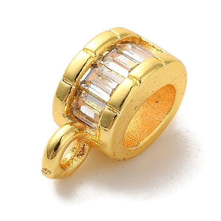 Column Brass Micro Pave Cubic Zirconia Tube Bails KK-C072-05G-G-1