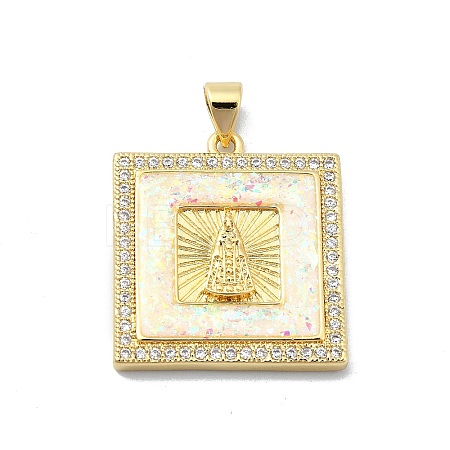 Brass Micro Pave Clear Cubic Zirconia Pendants KK-A221-26G-02-1
