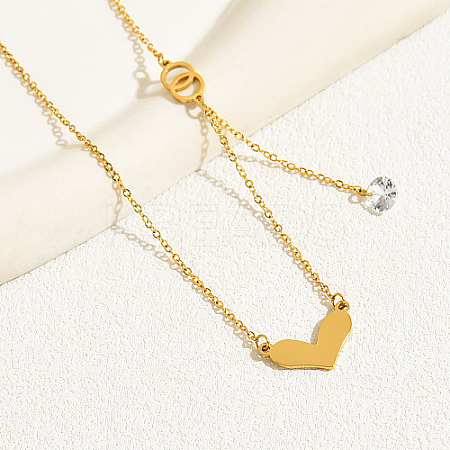 201 Stainless Steel Heart Pendant Necklace for Women XB0249-1