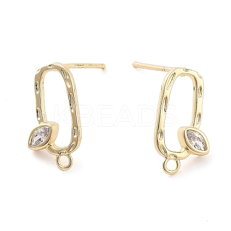 Brass Micro Pave Cubic Zirconia Stud Earring Findings LS-EJEW-Q800-21KCG-1