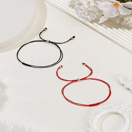 2Pcs 2 Colors Nylon Cord Slider Bracelets BJEW-LP0003-69-1