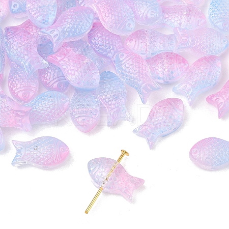 50Pcs Transparent Spray Painted Glass Beads GLAA-FS0002-06G-1