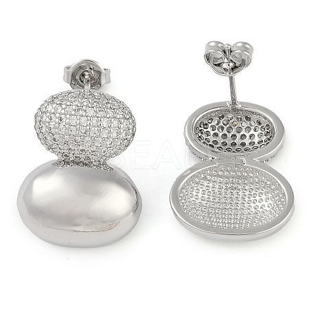 Oval Clear Cubic Zirconia Stud Earrings EJEW-Q387-04P-1