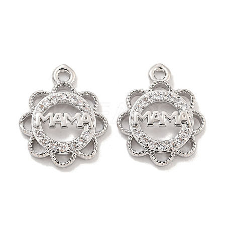 Mother's Day Brass Micro Pave Clear Cubic Zirconia Pendants KK-Z044-13P-1