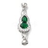 Rack Plating Brass Micro Pave Clear Cubic Zirconia Fold Over Clasps KK-E084-05P-1