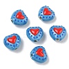 Heart Pattern Handmade Porcelain Enamel Beads PORC-G016-03K-1