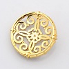 Filigree Flat Round Brass Micro Pave Cubic Zirconia Cabochons ZIRC-P005-03G-NR-2