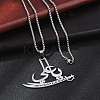 201 Stainless Steel Arabic Pendant Box Chain Necklaces for Women Men LS-NJEW-R013-04P-3