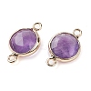 Natural Amethyst Connector Charms G-C102-09F-G-2