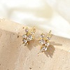 Brass Micro Pave Clear Cubic Zirconia Stud Earrings EJEW-R016-26G-16-1