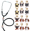 14Pcs 7 Styles Alloy Enamel Stethoscope Pendant Decorations HJEW-ME00152-1