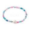 8mm Faceted Round Natural Agate(Dyed & Heated) Beaded Stretch Bracelets BJEW-JB10479-3